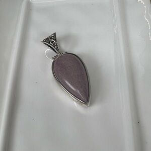 #21 Sterling Silver Teardrop Lavender Stone Pendant